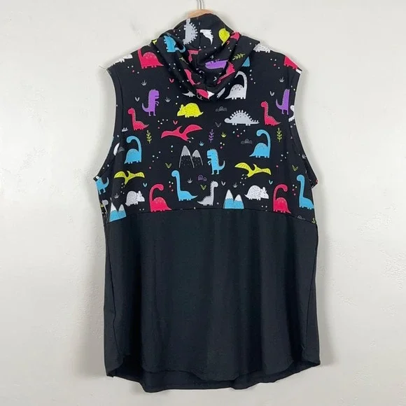 Lularoe Brittany Tank Top Women 2XL Dinosaur Kidcore Whimsical Kitsch Hoodie - Picture 2 of 7